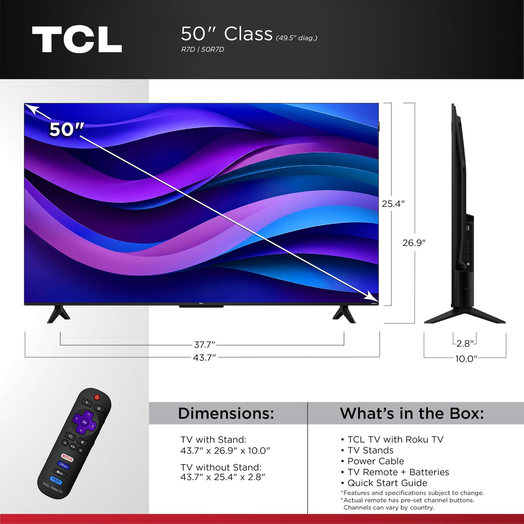 TCL 75-Inch Class R7D Series 4K UHD HDR Roku Smart TV | Game Accelerator 120, FullView Bezel-Less Design | Television for Living Room & Home Theater (75R7D, 2026) Streaming Live News, Sports & Movies