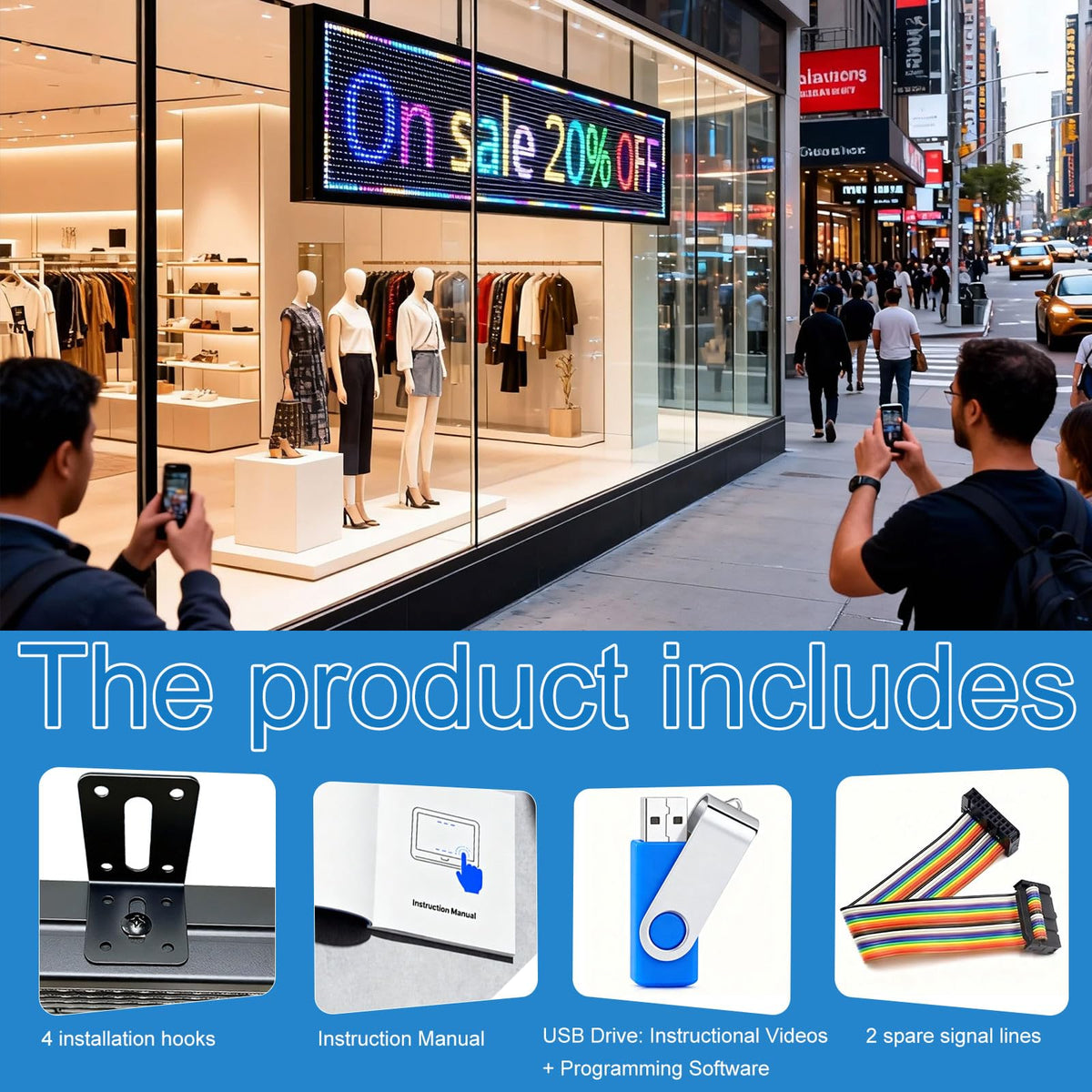 P6(40" * 17") Digital Programmable Scrolling Led Sign Scrolling Outdoor For Business message Board Display Screen Electronic Menu Board Wifi Control Word Light