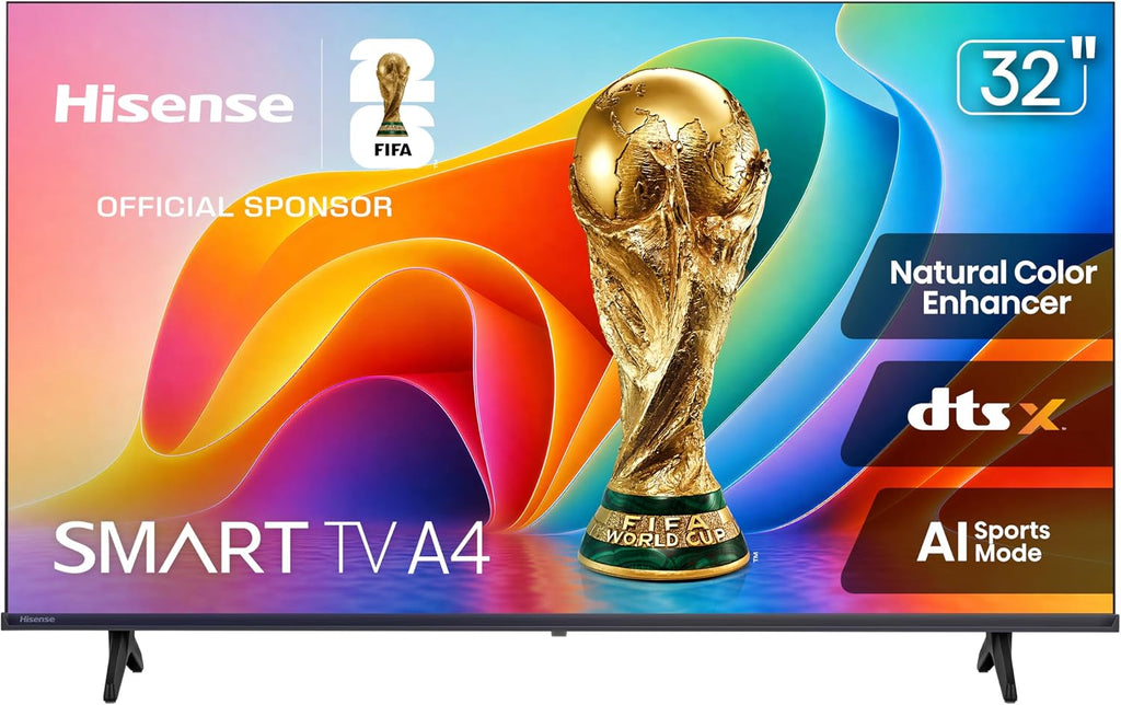 Hisense 32-Inch Class A4 Series HD 1080p Smart VIDAA TV (32A4NV, 2026 Model) - DTS Virtual: X, Noise Reduction, AI Sports Mode, Apple Airplay & Apple Home, Alexa Built in