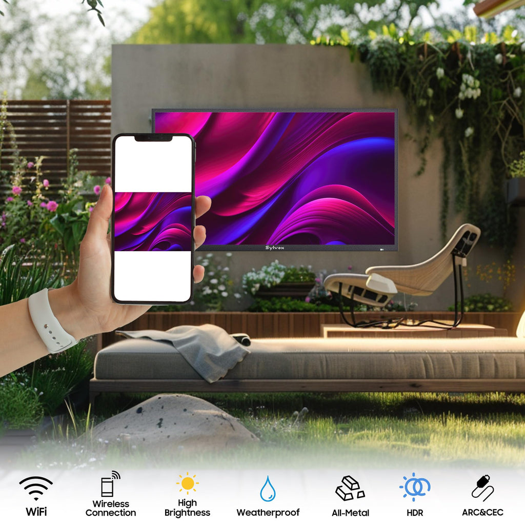 SYLVOX 43 Inch Outdoor TV, Weatherproof Google TV, IP56 Waterproof TVs