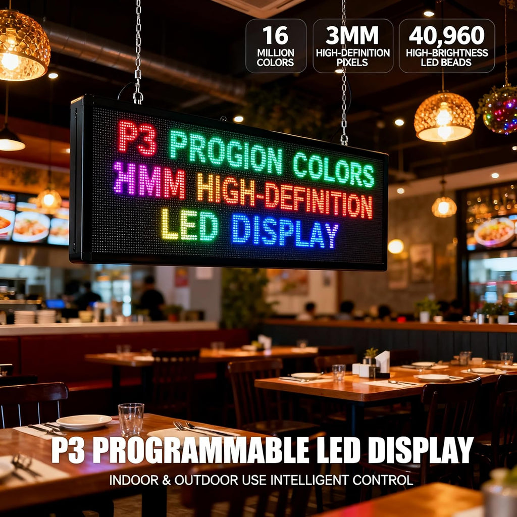 P3 Outdoor Programmable LED Sign, Full Color Digital Display for Business