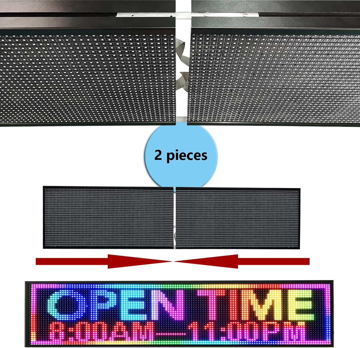 P10 Outdoor RGB Full Color WiFi Programmable Bright LED Scrolling Message Display Board 65âx14â Led Sign, Led Digital Sign Board, Perfect Solution for Store Advertising