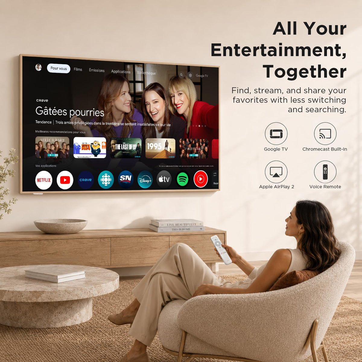 TCL 55" NXTVISION Series Picture Frame TV, Google Smart TV QLED 4K, 55A300W