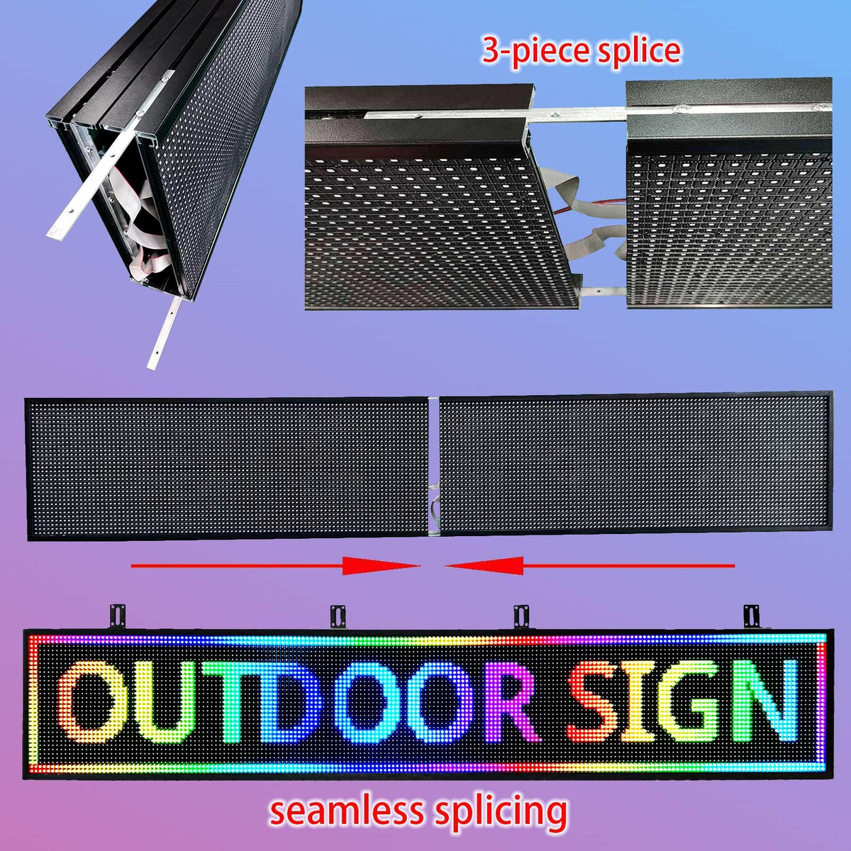 P6 Programmable Led Sign Custom Scrolling Outdoor Digital Signs For Businesses Display Screen Electronic Message Board Stock Ticker Advertising Pixel Led Panel Marquee 40"X17"