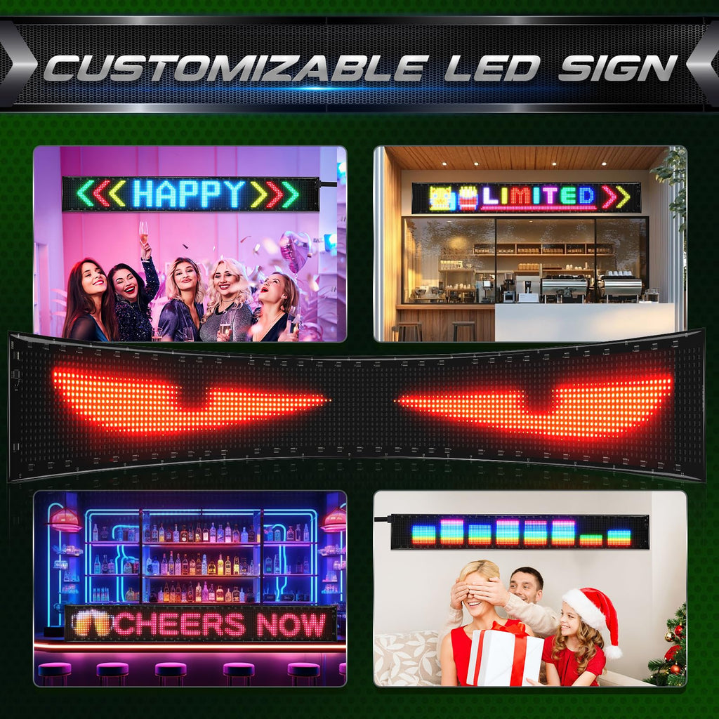KJOY Bright Large Programmable LED Sign, 77''x8'' Flexible Scrolling LED Sign, Bluetooth App Control Custom Text Digital LED Display for Store, Schools, coffee, shop, Hotel