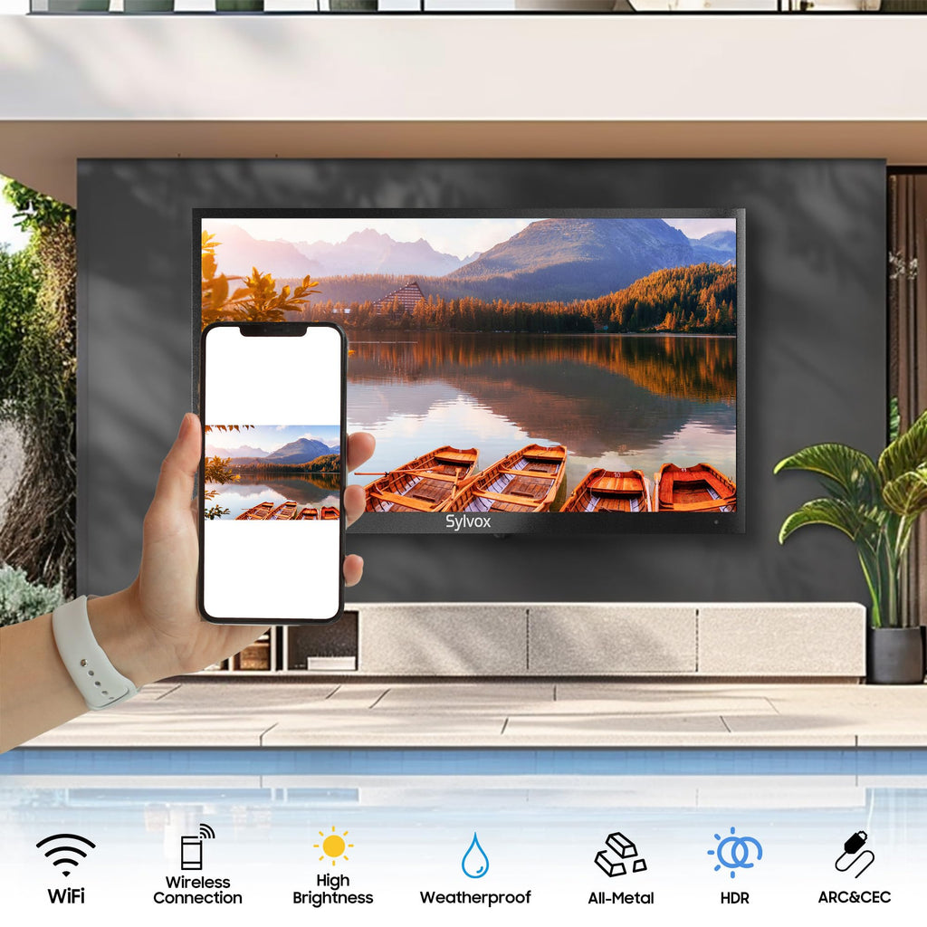 SYLVOX 43 Inch Outdoor TV, Weatherproof Google TV, IP56 Waterproof TVs