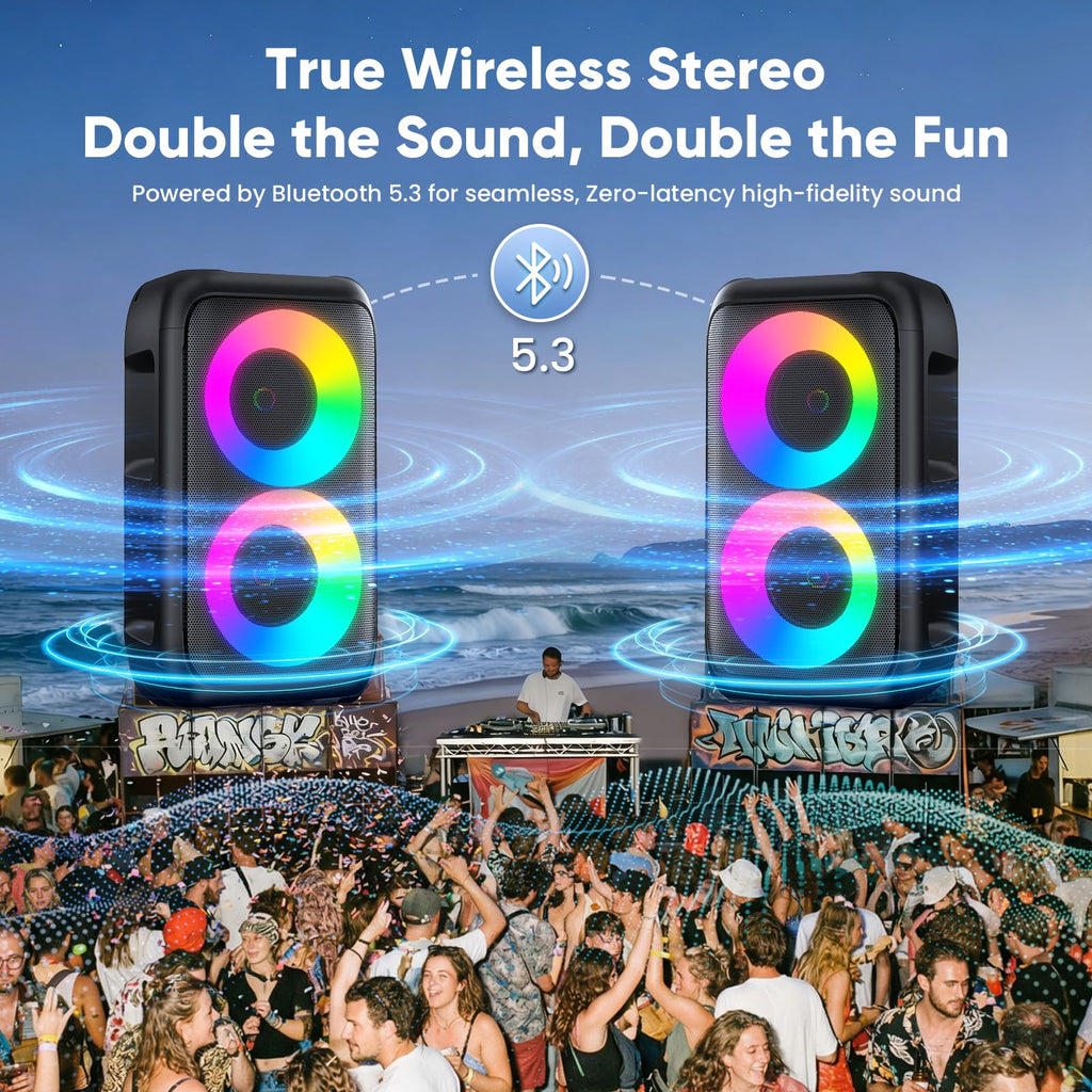 Karaoke Machine for Adults Kids, Portable Bluetooth Speaker with 3 Wireless Microphones, TWS Mode & LED Light, 10H Battery PA System, Home Party Outdoor Camping Birthday Gifts (3 Mics)