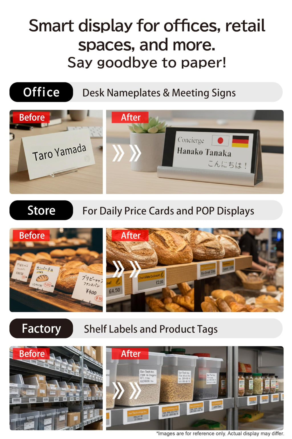 [Santek] EZ Sign NFC E-Paper Display â No Battery, Ultra-Thin 0.13â, Rewritable 4-Color Digital Display, App-Controlled (iOS/Android/PC), IP65 (Silver, 2.9" 6pcs, No Stand and Clip Included)