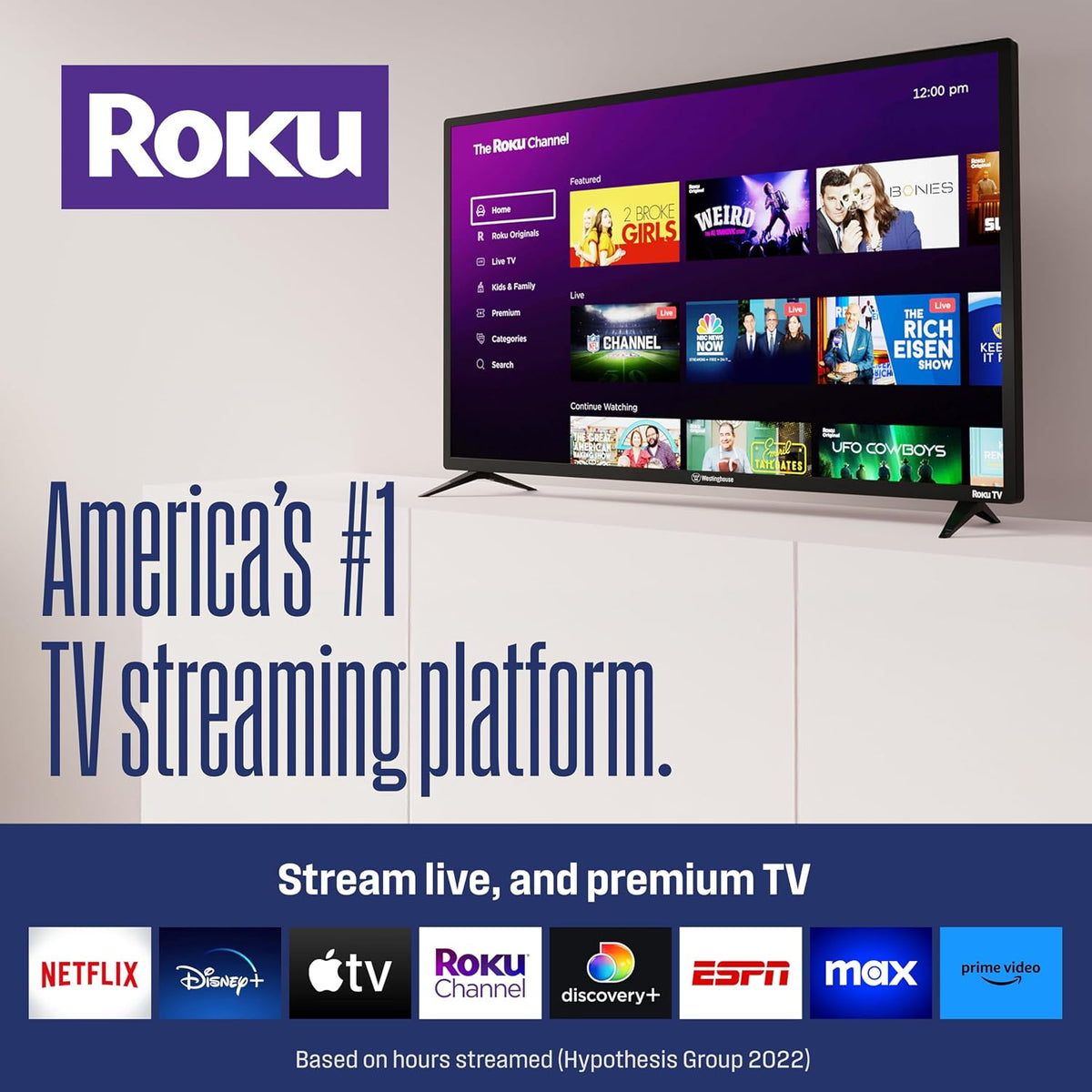 Westinghouse Roku TV - 43 Inch Smart TV, 1080P FHD Television with Wi-Fi Connectivity and Mobile App, Flat Screen, Bluetooth, Compatible with Apple AirPlay, Alexa and Google Assistant