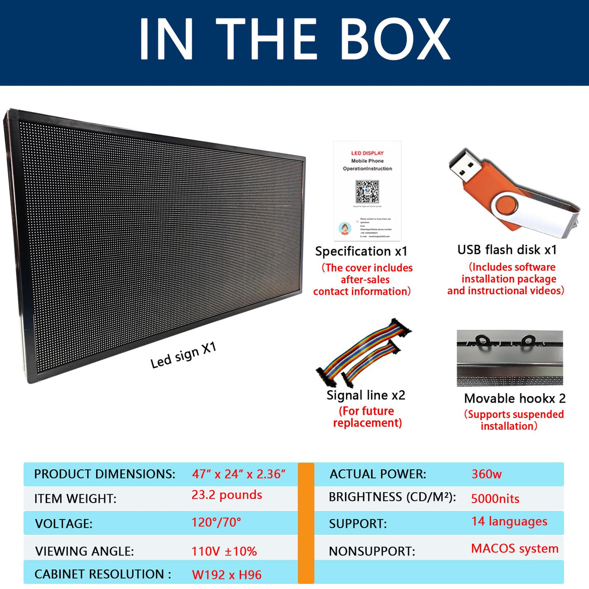 Led Sign Outdoor Programmable Scrolling Digital Open Neon P10 39''x14''