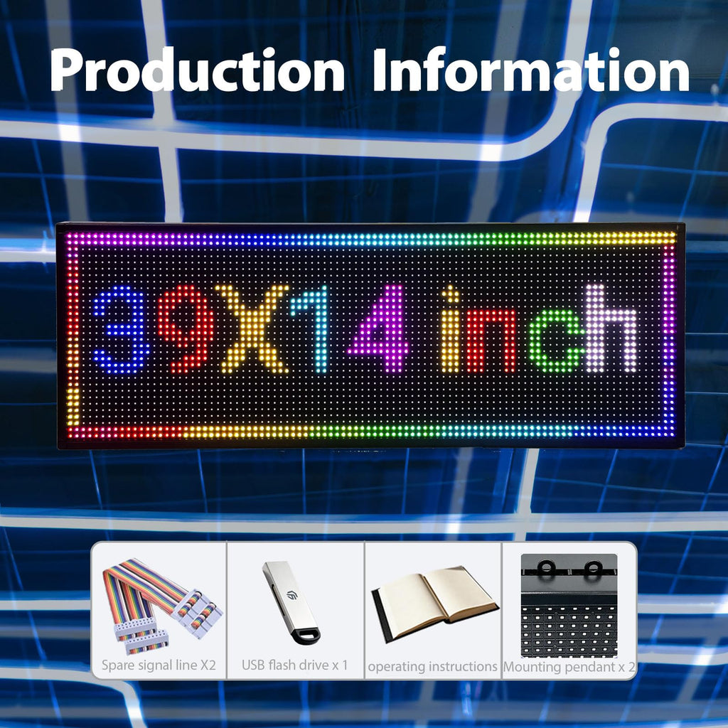 Programmable LED Sign Outdoor Full Color â 39"x8" Scrolling Message Board, Custom Digital Advertising Display, WiFi Control, High Brightness Neon Business Sign for Store, Bar, Restaurant
