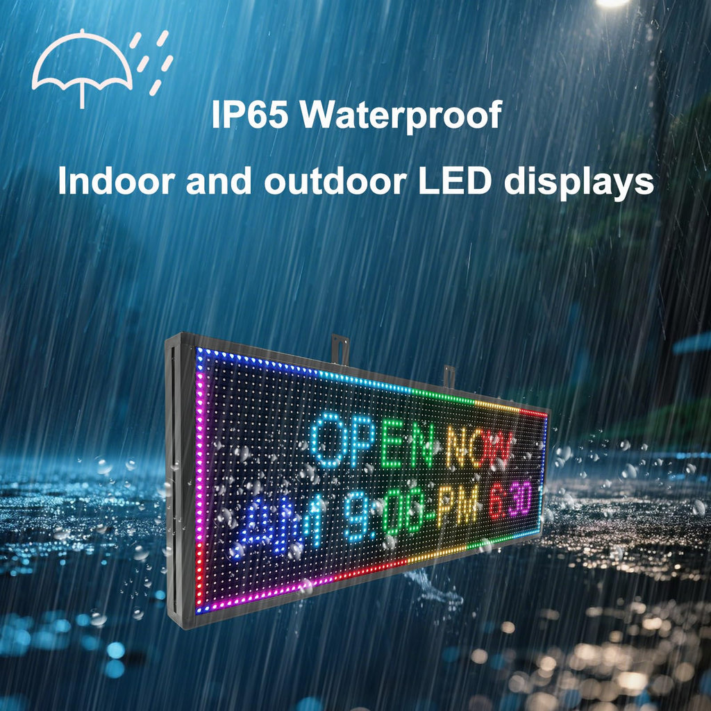 P3 Full Color Programmable LED Sign, IP65 Outdoor, WiFi Control, Support Custom Video, Electronic Message Board for Business, 40''Ã17''