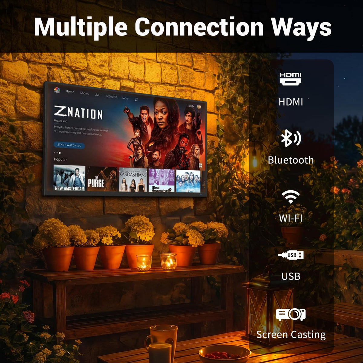 55 Inch Outdoor TV, 2000 Nits Ultra Bright 4K UHD Weatherproof Television, IP55 Waterproof Smart Outside TV with WebOS for Sunlight, Backyard, Poolside, Deck & Patio