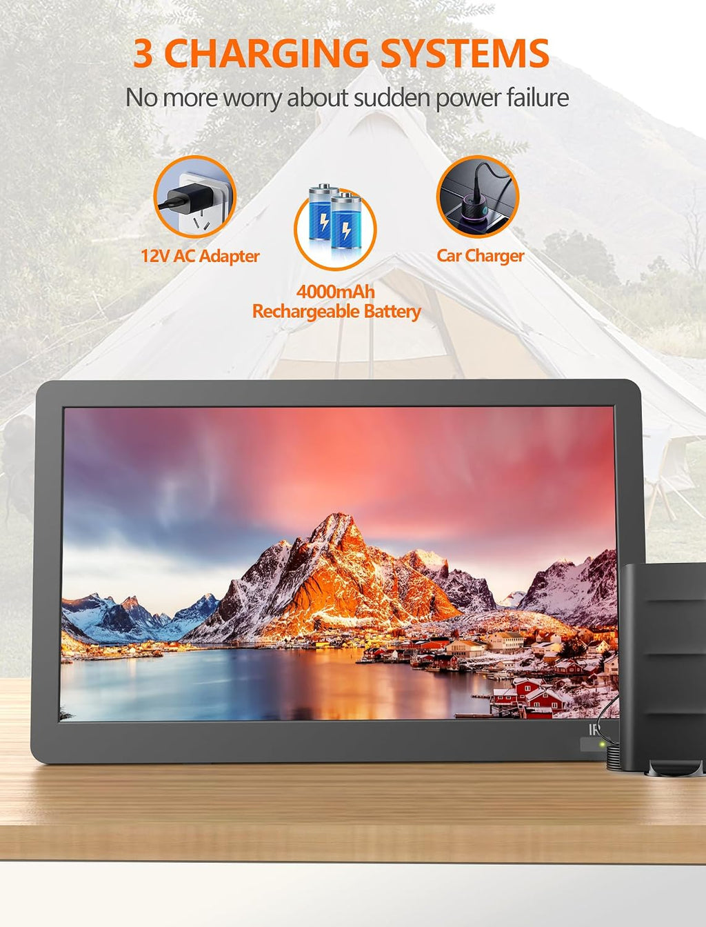 NORTHING 14.2" Portable TV with Antenna,1080P Rechargeable TV