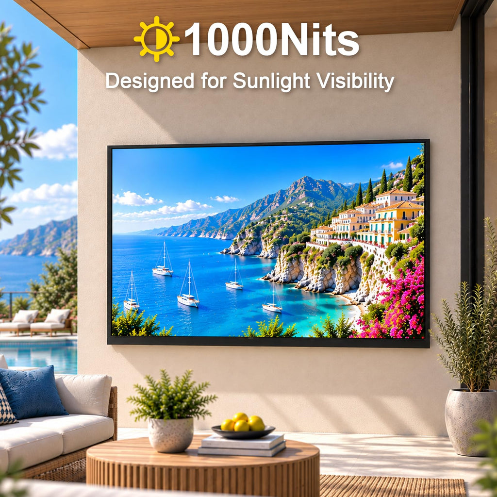 360SPB 55" Outdoor TV, 4K Ultra HD Google TV, 1000nits Sunlight Outdoor TVs, IP65 Weatherproof TV, Voice Control, Screen Mirroring, Compatible with Dolby, Family Patios & Terraces, Local News, Sports