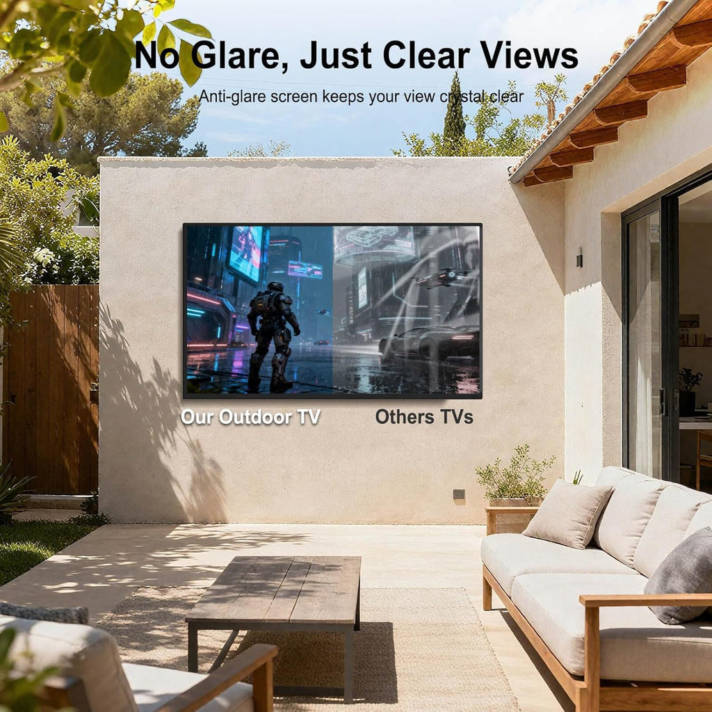 360SPB 55" Outdoor TV, 4K Ultra HD Google TV, 1000nits Sunlight Outdoor TVs, IP65 Weatherproof TV, Voice Control, Screen Mirroring, Compatible with Dolby, Family Patios & Terraces, Local News, Sports