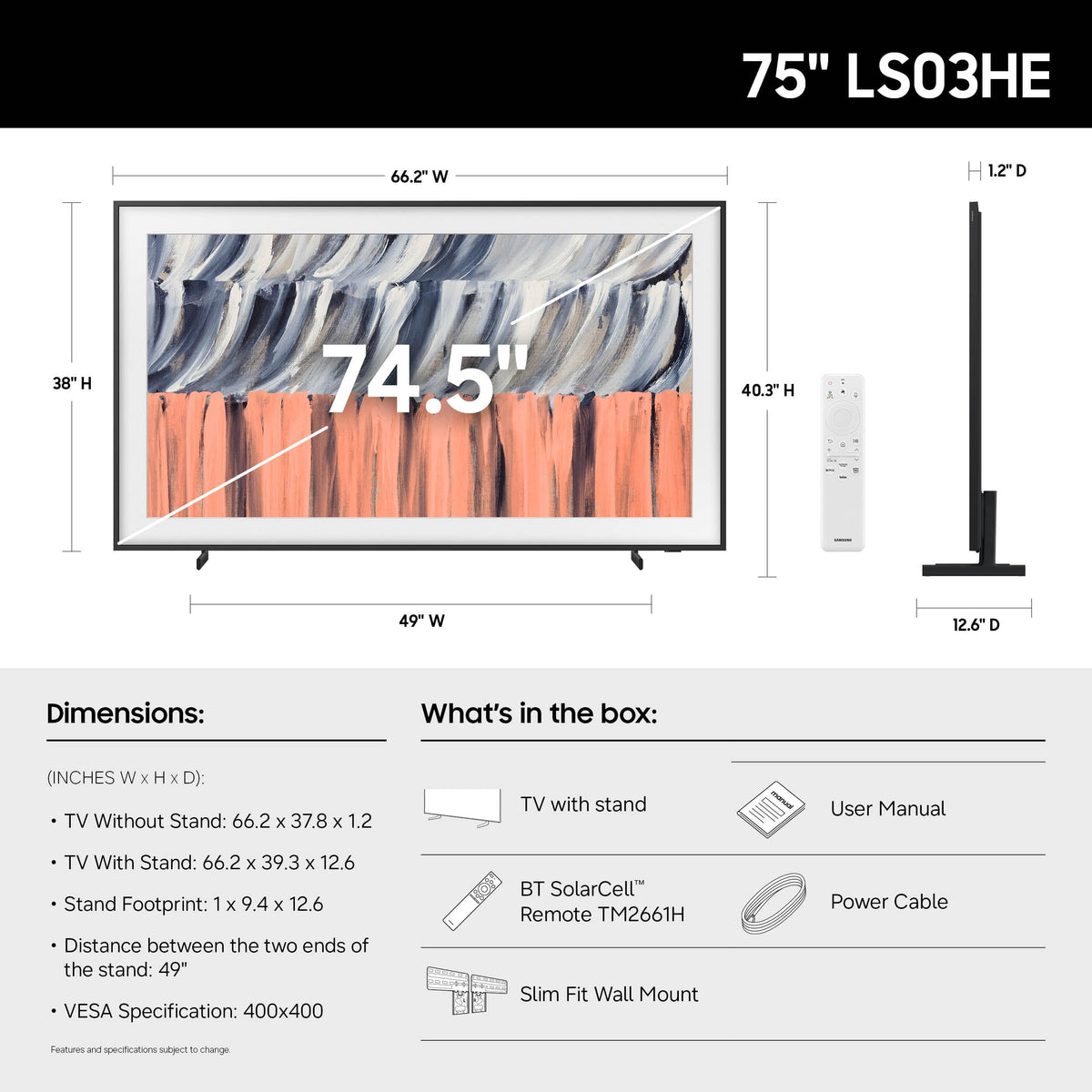 Samsung 55-Inch Class The Frame LS03HE Series Samsung Vision AI Smart TV (2026 Model, 55LS03HE) Glare Free with QLED, Art Mode Store, Slim Fit Wall Mount Included, Alexa Built-in