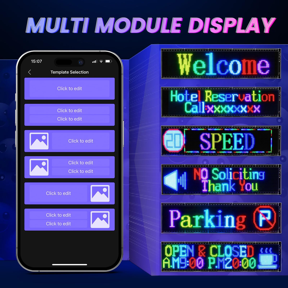 Rayhome 58''x8'' Large Multiple Programmable LED Sign, Full Color Bright Scrolling LED Signs, Bluetooth APP Control Custom Text Pattern Animation digital Display for Store Hotel Bar