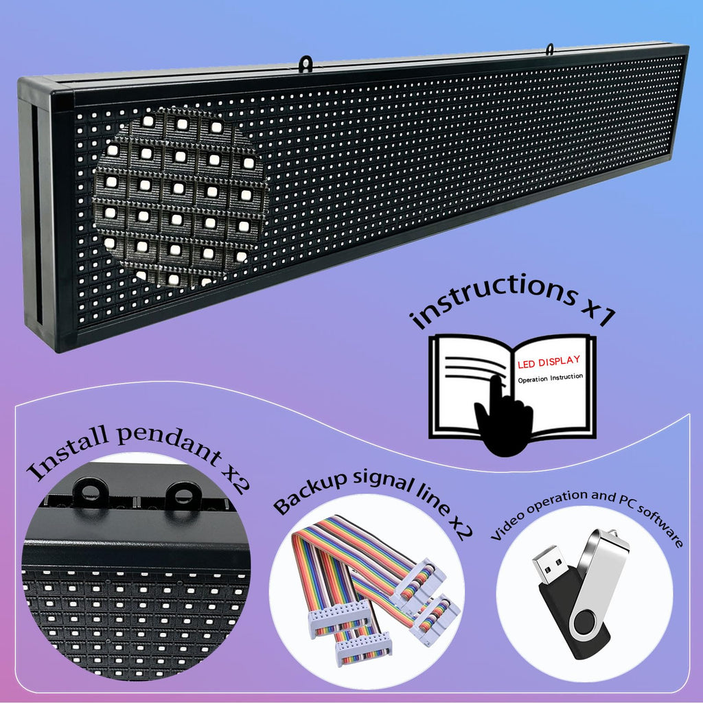 P6 Programmable Led Sign Custom Scrolling Outdoor Digital Signs For Businesses Display Screen Electronic Message Board Stock Ticker Advertising Pixel Led Panel Marquee 40"X17"