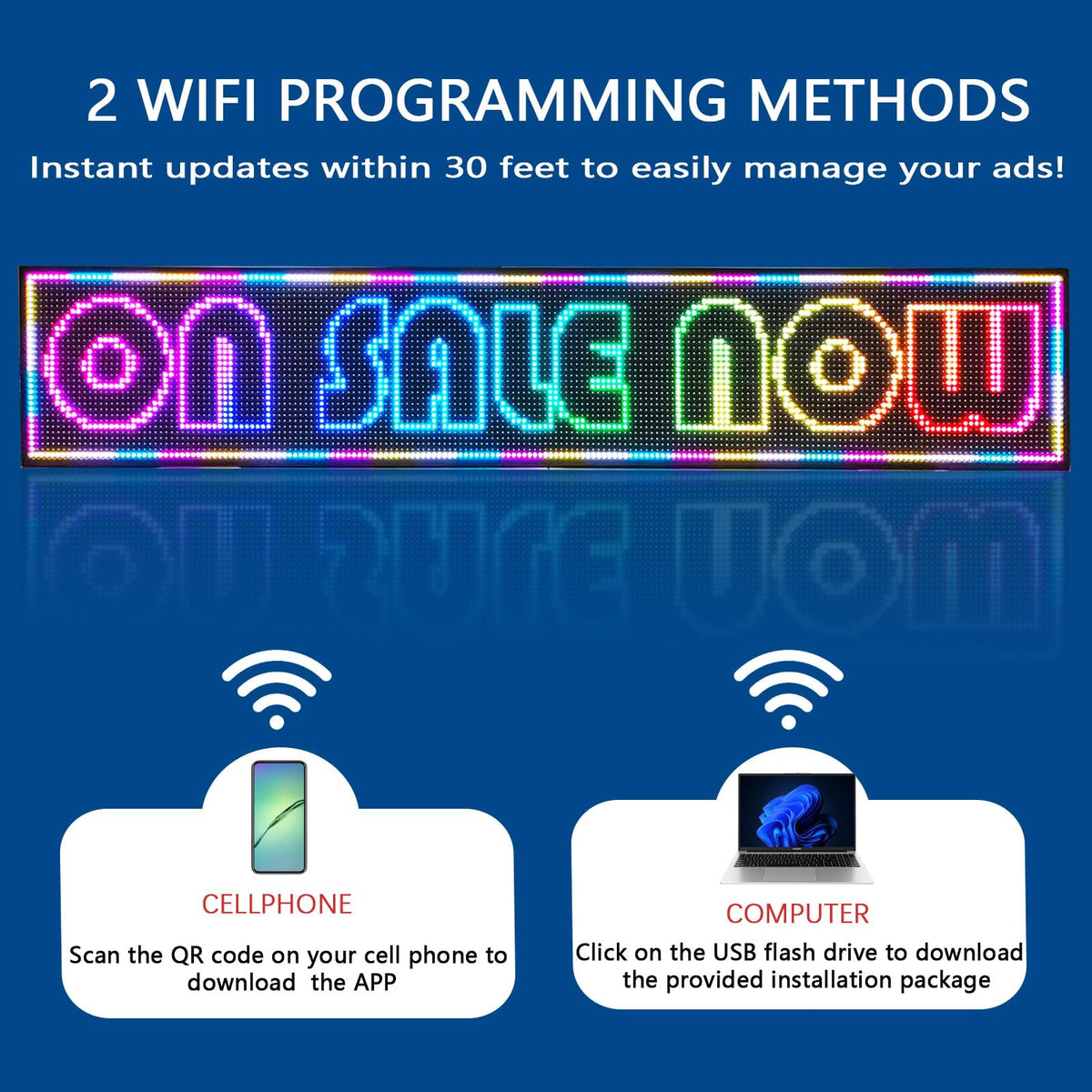 HS Programmable Scrolling Led sign Outdoor Digital Open Neon P10 39''x14''