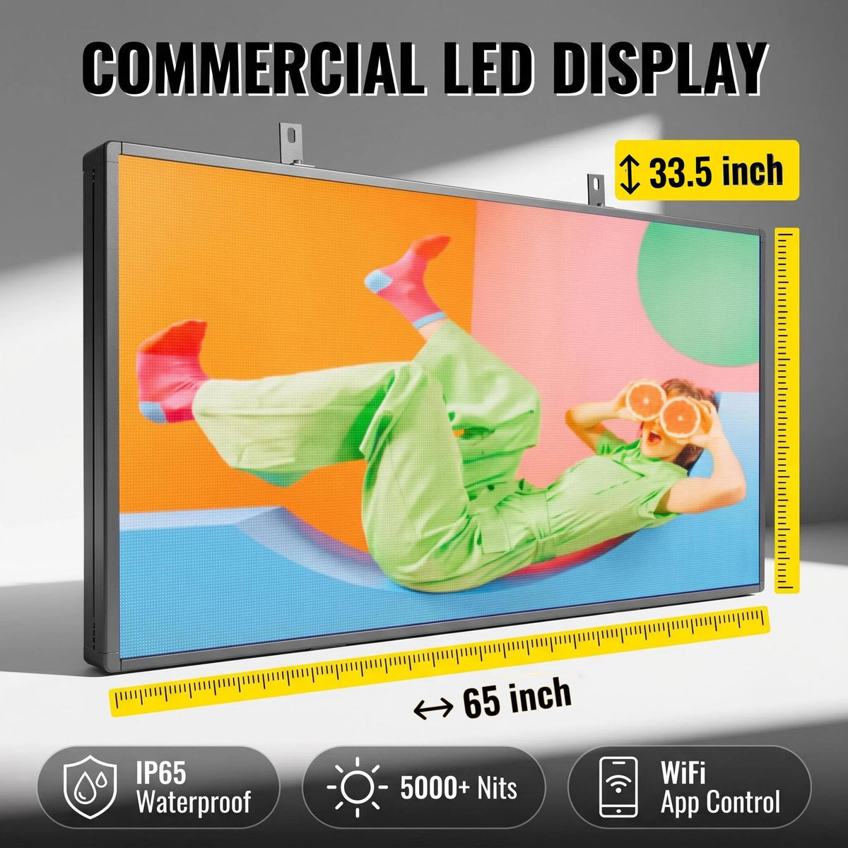LED Advertising Sign,P5 39x14 Inches Full Color Programmable Digital Board, High Brightness Scrolling Message Display with WiFi & USB Control for Business Promotion