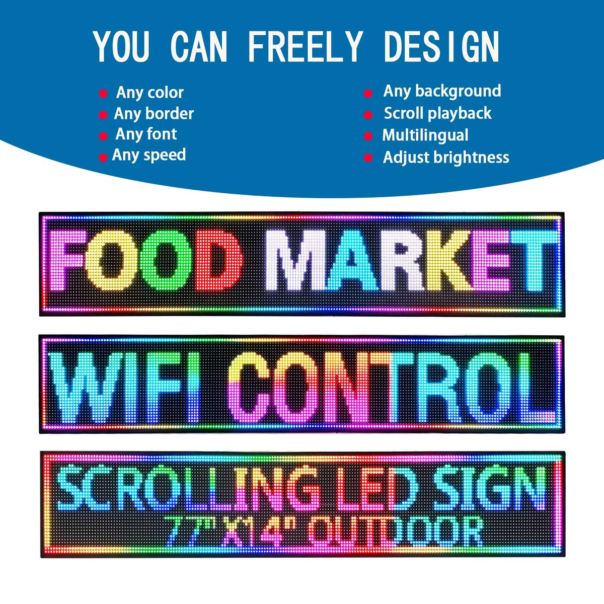 Led Sign Outdoor Programmable Scrolling Digital Open Neon P10 39''x14''