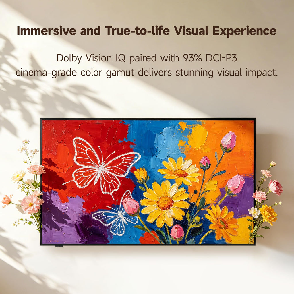 iFFALCON 65-Inch Class QLED 4K F75 Smart TV, Ultra-Slim 1.1'' Floating Picture Frame TV, Seamless Wall-Mount Installation | Dolby Vision IQ, 144Hz, Google TV, Alexa | Works w/Legacy Devices