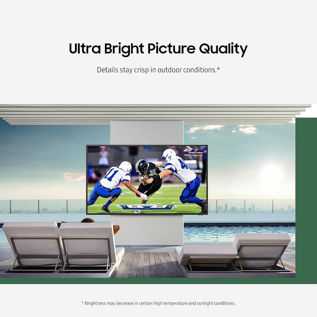 SAMSUNG 85-inc Class Neo QLED 4K The Terrace Full Sun Outdoor Series, Ultra Bright Picture, IP56, Wide Viewing Angle, Quantum HDR+ Smart TV w/Alexa (QN85LST9C, 2023 Model) (Renewed)