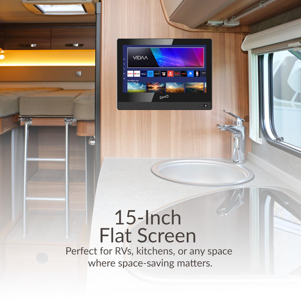 Supersonic SC-1920VTV 18.5inch Smart AC/DC LED TV, Powered by VIDAA, 1080p, WiFi, Built-in Speakers, USB, 3X HDMI ARC, for Kitchen, RV, Boat, Truck, Playroom, Dorm Room, Remote, DC Car Cord Included