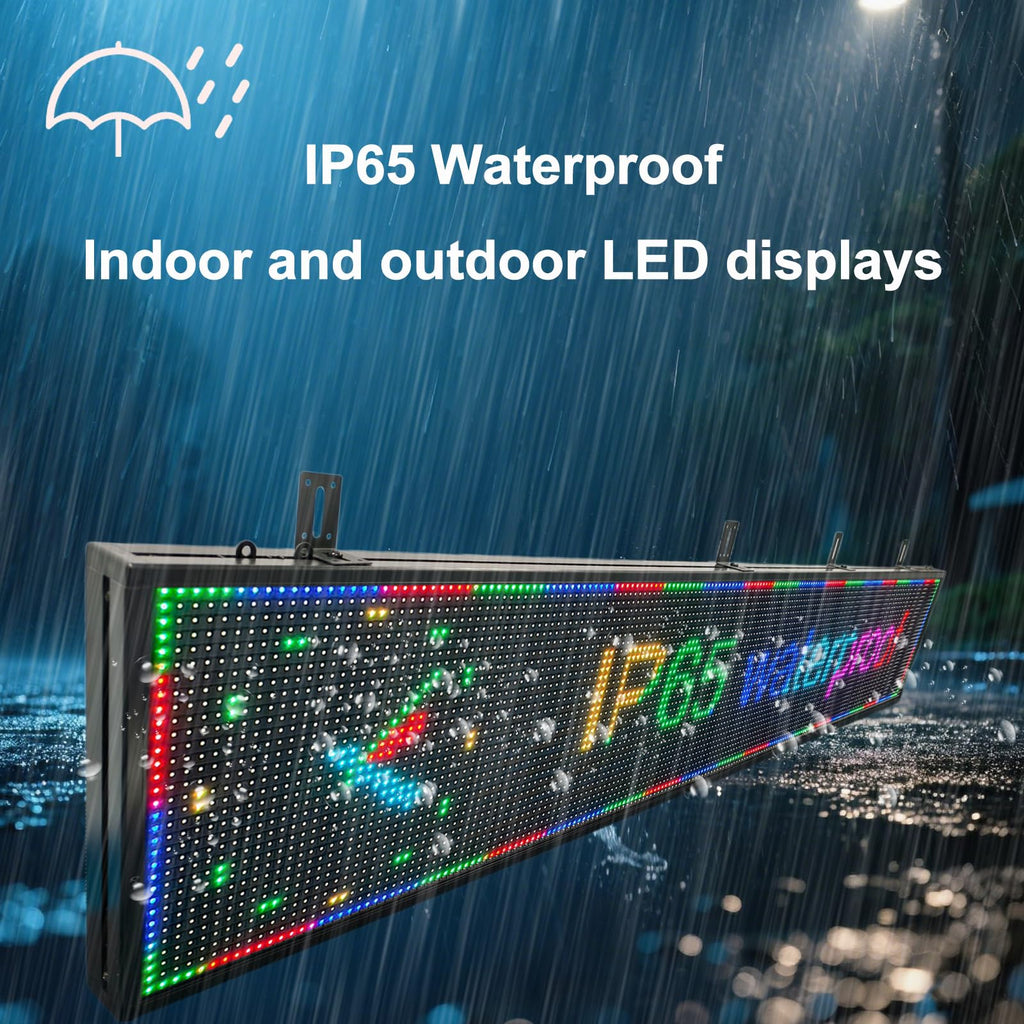 P3 Full Color Programmable LED Sign, IP65 Outdoor, WiFi Control, Support Custom Video, Electronic Message Board for Business, 40''Ã17''