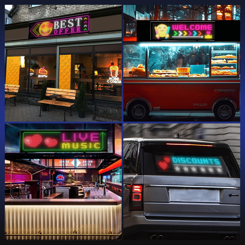 HYPERLITE Scrolling LED Sign: Custom Text LED Display 35.4" x 7.6" - USB LED Advertising Sign - Programmable LED Sign - for Business Party Birthday Decorations