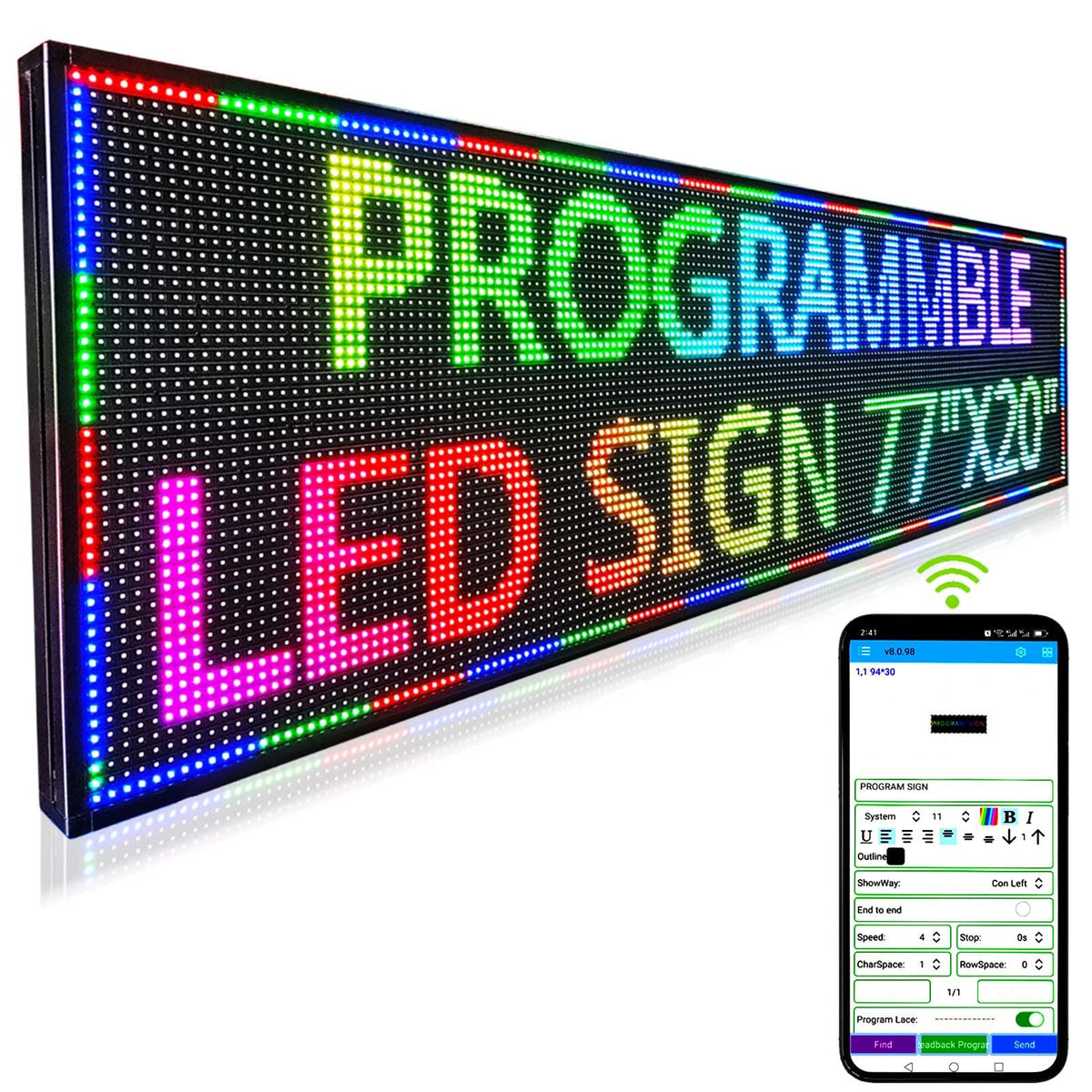 Led Sign Outdoor Programmable Scrolling Digital Open Neon P10 39''x14''