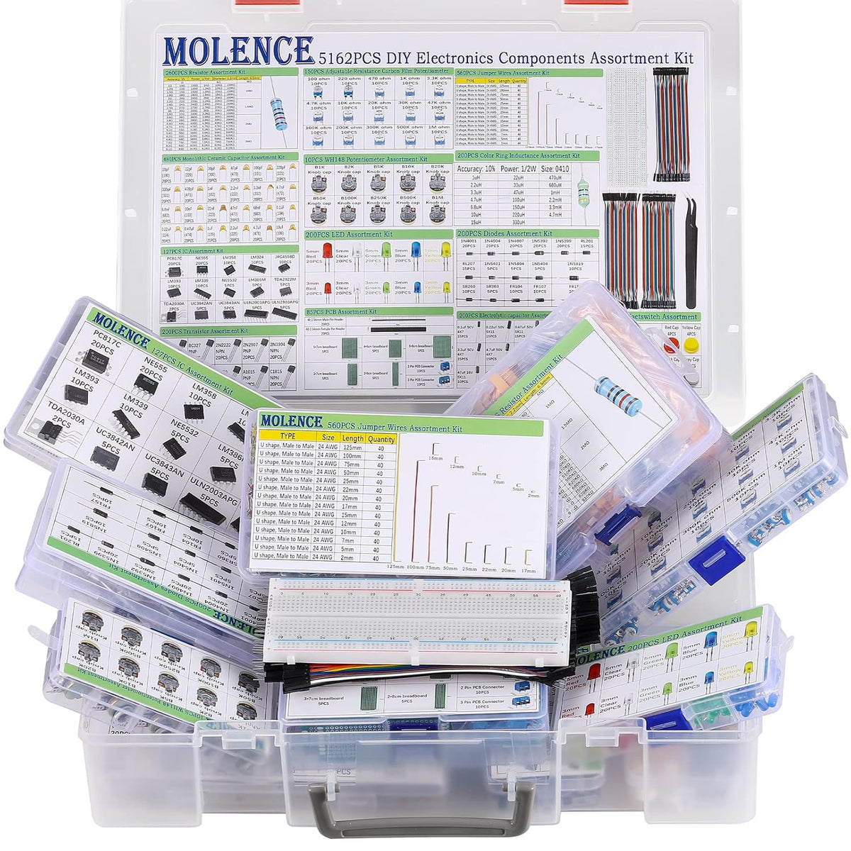 5162pcs DIY Electronics Components Kit Assortment
