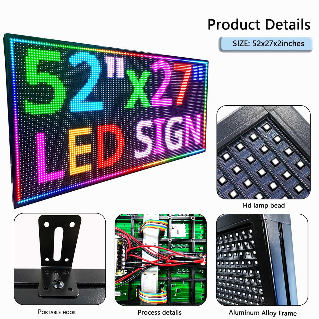 Led Sign Outdoor Programmable Scrolling Digital Open Neon P10 39''x14''