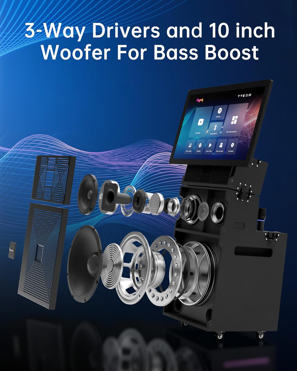 Karaoke Machine for Adults with Lyrics Display, Portable Built-in 22 Inches Tablet with 2 Wireless Microphones,1200W Peak Power Bluetooth Portable Karaoke System for Any Occasion (S-200) (22 inch)