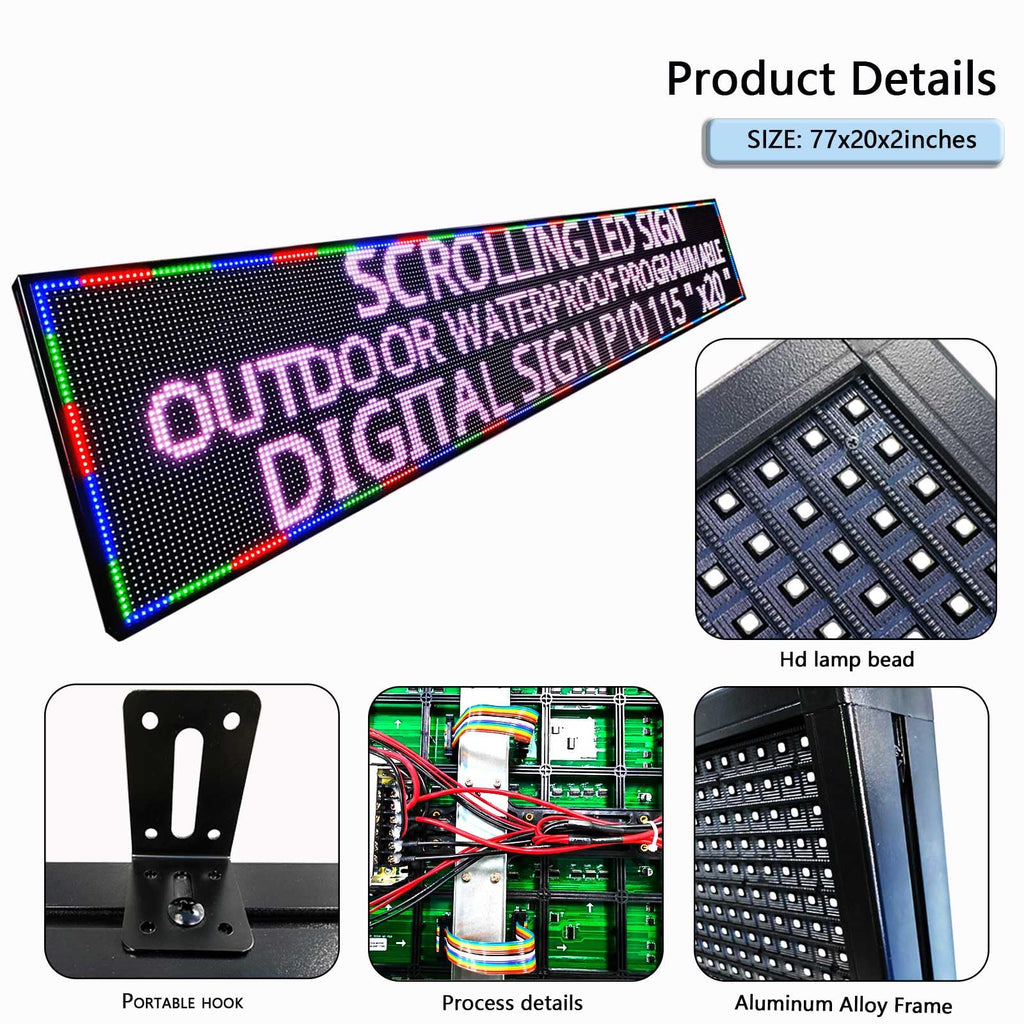 Led Sign Outdoor Programmable Scrolling Digital Open Neon P6 40''x17''