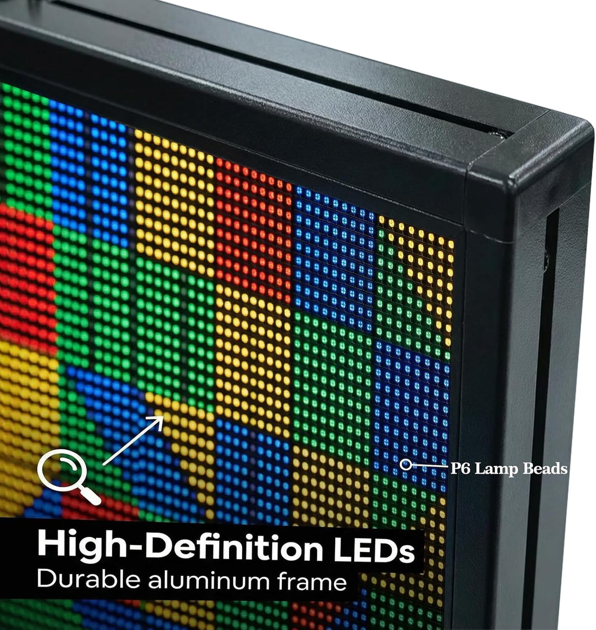 P6 Programmable LED Sign Supports Text/Image/Video, 40"x17" Outdoor Scrolling LED Digital Display for Business, IP65 Waterproof Electronic Message Board with WiFi & USB Control