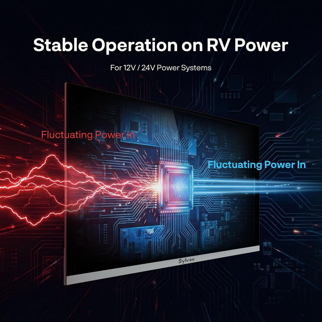 SYLVOX 24'' Smart RV TV, 12V/24V Google TV with Built-in DVD Player