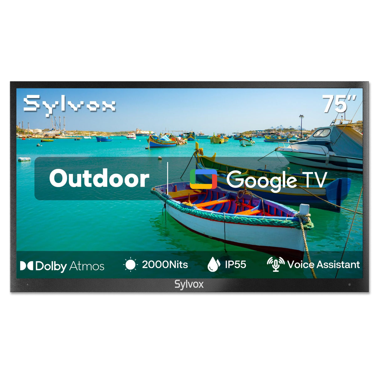 SYLVOX 43 Inch Outdoor TV, Weatherproof Google TV, IP56 Waterproof TVs