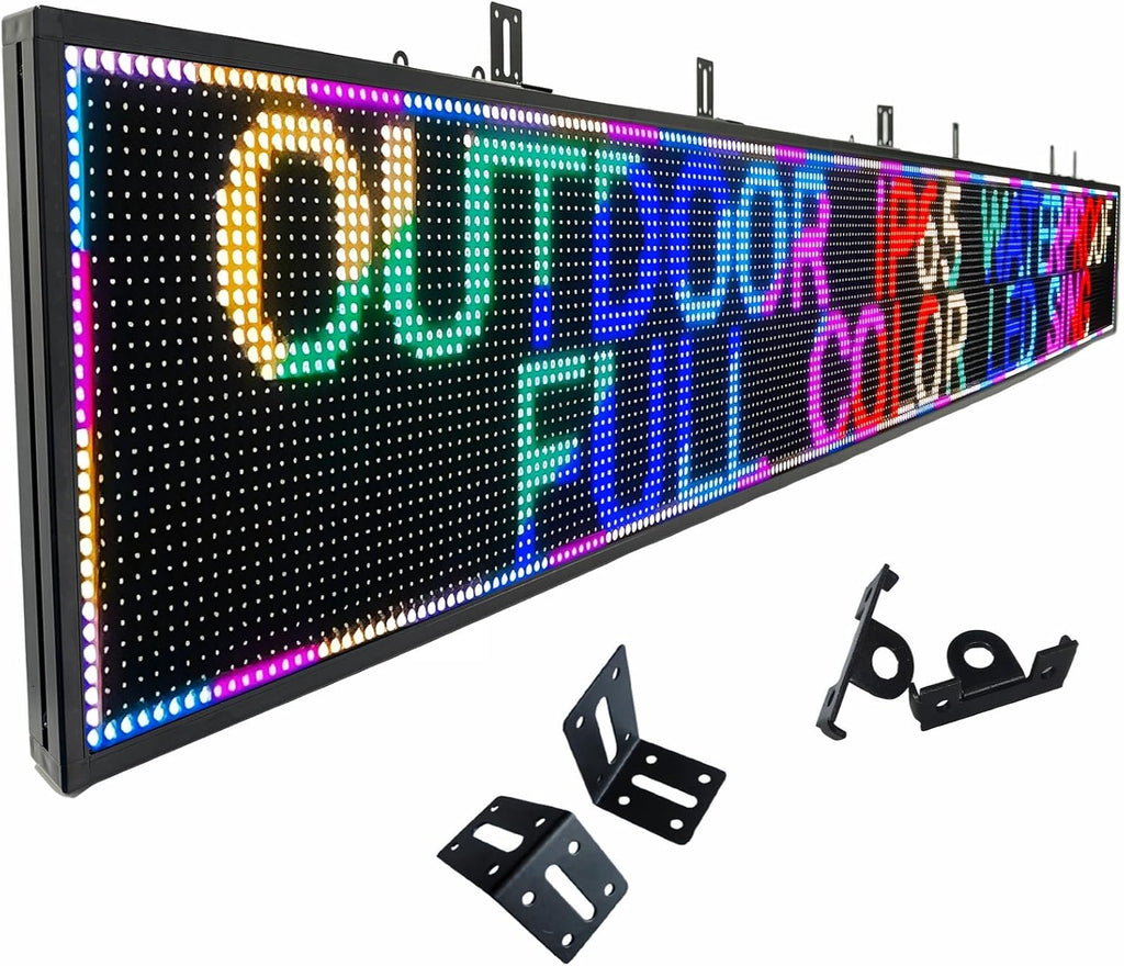 P10 LED Programmable Advertising Sign, High Brightnes Outdoor Digital Sign Waterproof, WiFi Control LED Open Signs for Business, Electronic Message Display Board 115"X14"
