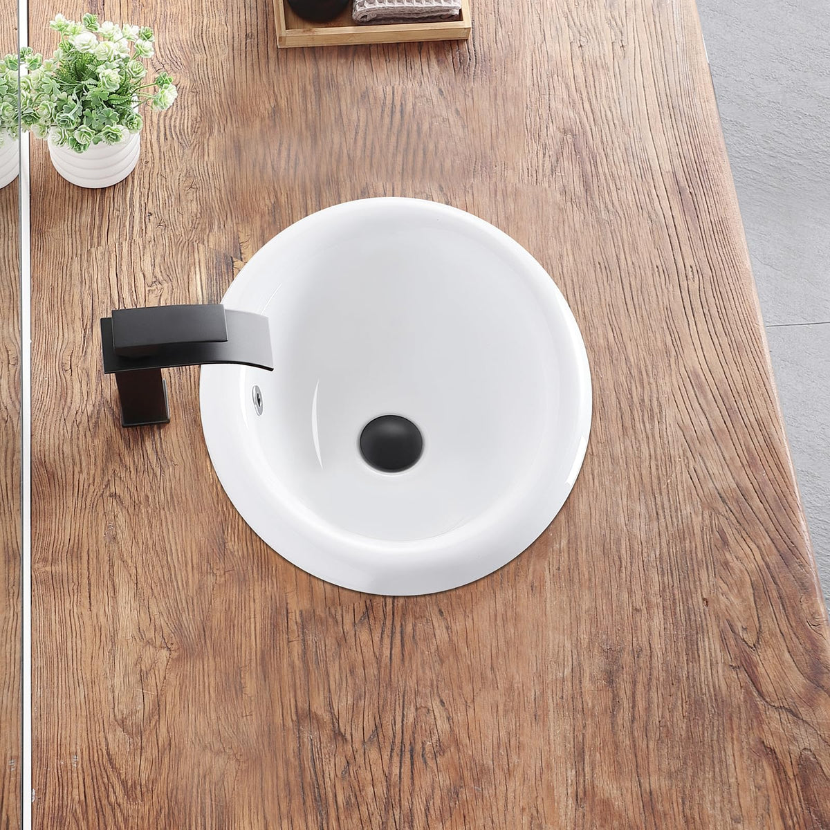 Bathroom Vessel Sink 16.7" X 12.6" Semi Recessed Bathroom Sink Rectangular Drop In Bathroom Sinks with Overflow White Ceramic Vessel Sinks for Bathroom Modern Above Counter Basin Vanity Sink