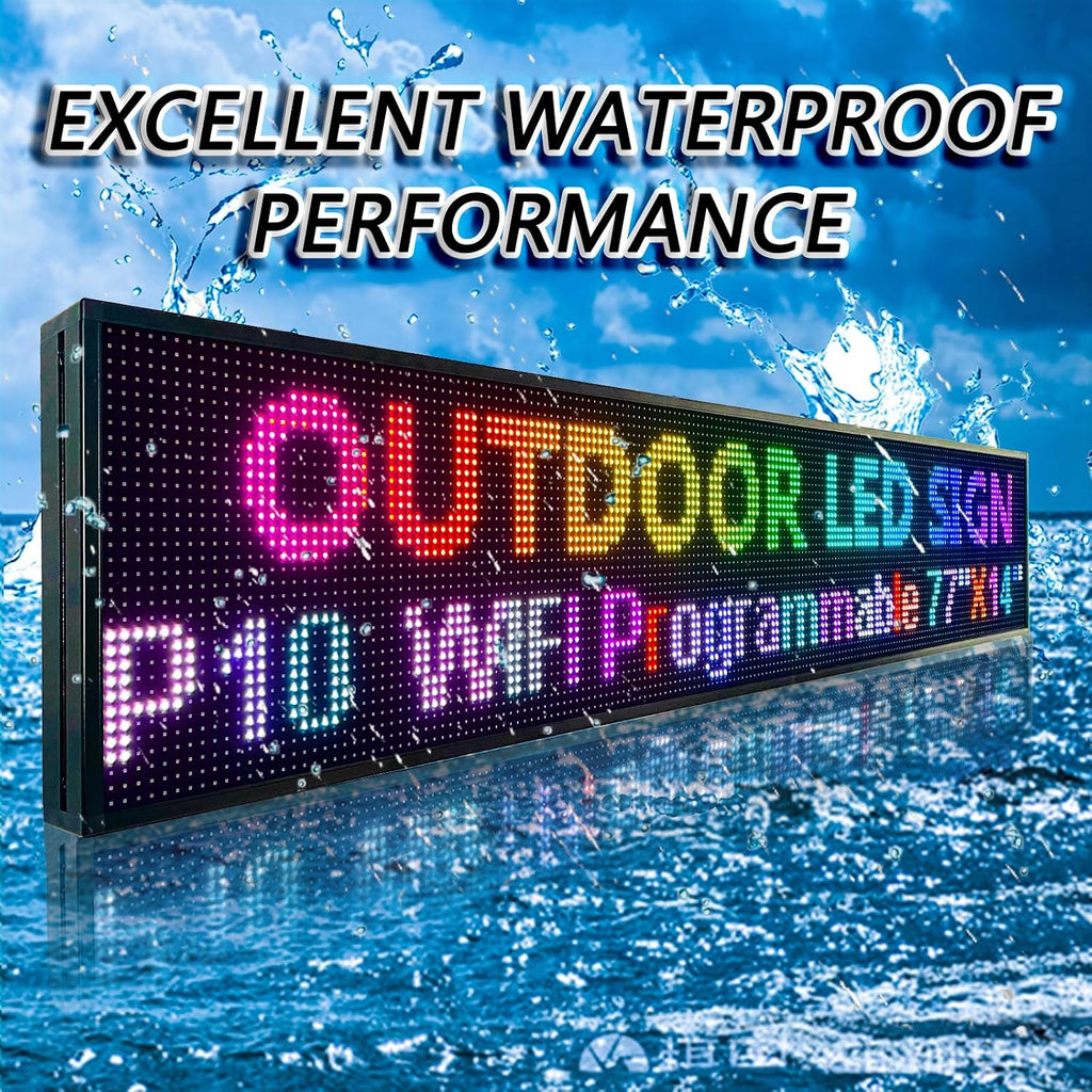 P10 Outdoor Led Sign WiFi Programmable with High Brightness Scrolling LED Sign for Business Digital Advertising Display Electronic Message Board (77''x14'')