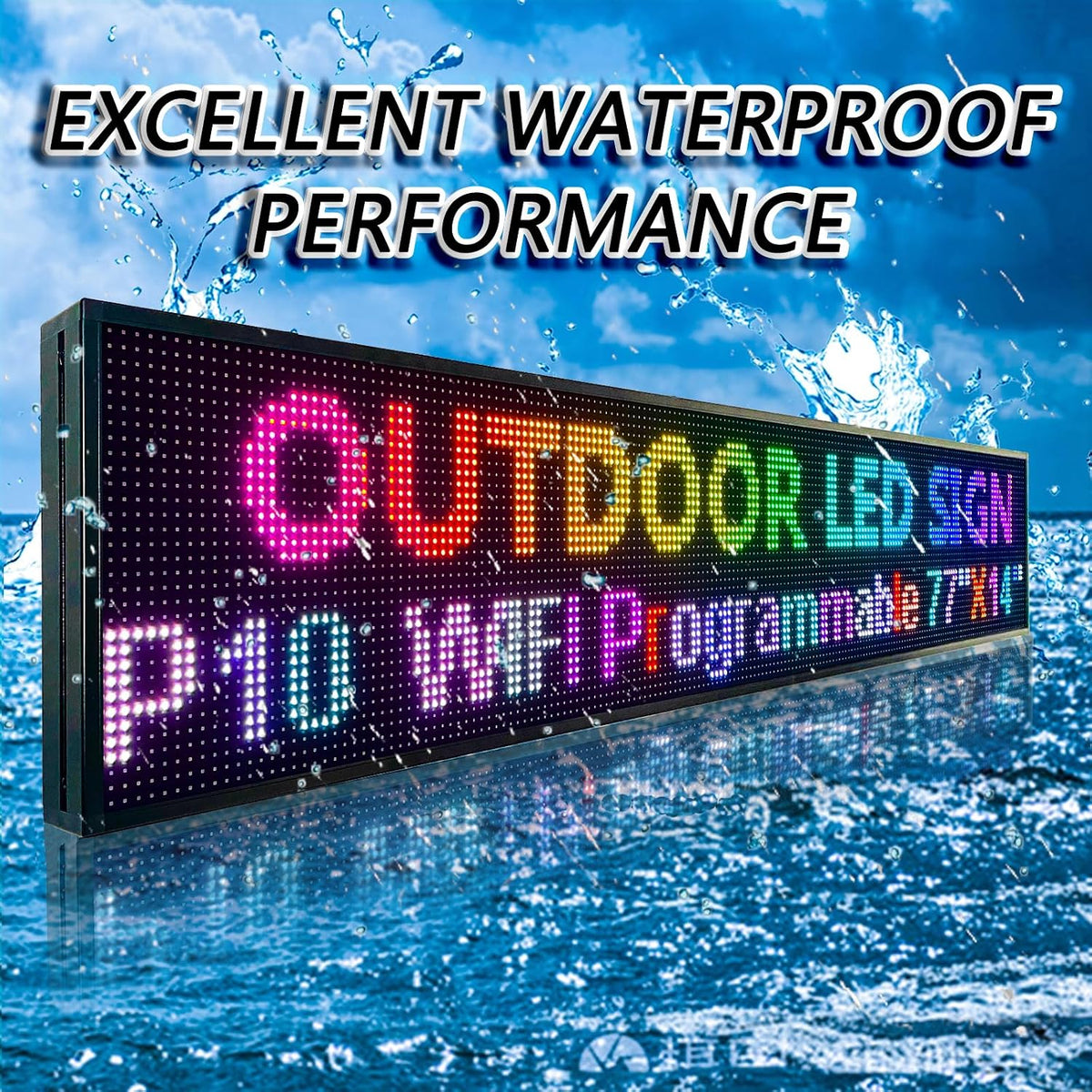 P10 Outdoor Led Sign WiFi Programmable with High Brightness Scrolling LED Sign for Business Digital Advertising Display Electronic Message Board (77''x14'')