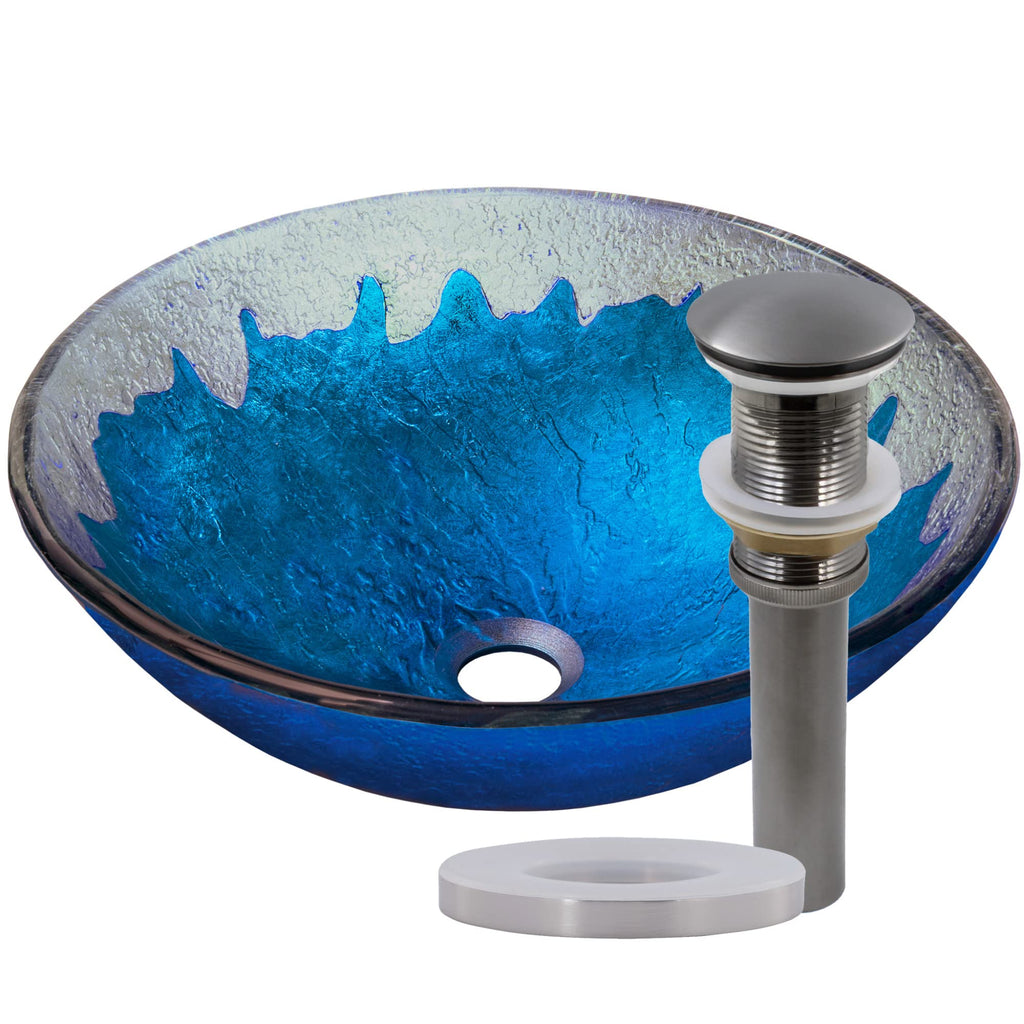 Miseno MNO-G710 Circular 16-1/2" Tempered Glass Vessel Bathroom Sink