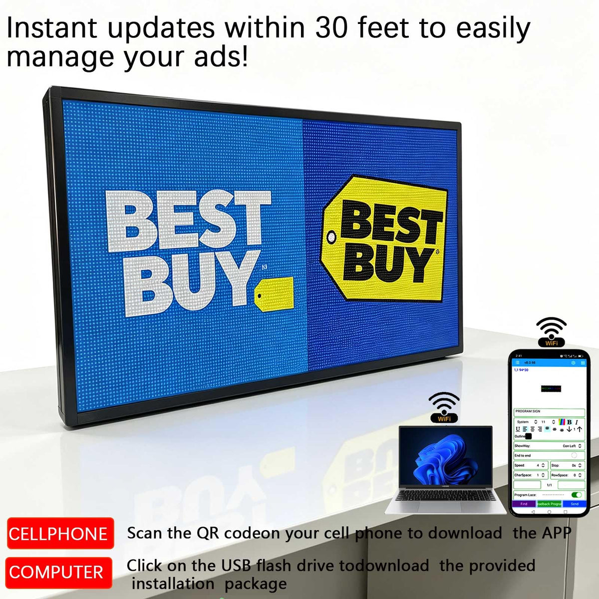 Led Sign Outdoor Programmable Scrolling Digital Open Neon P10 39''x14''