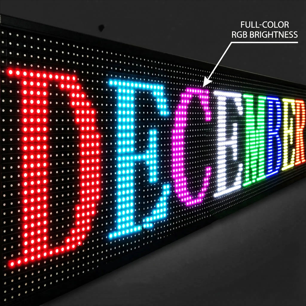 LED Advertising Sign,P5 39x14 Inches Full Color Programmable Digital Board, High Brightness Scrolling Message Display with WiFi & USB Control for Business Promotion