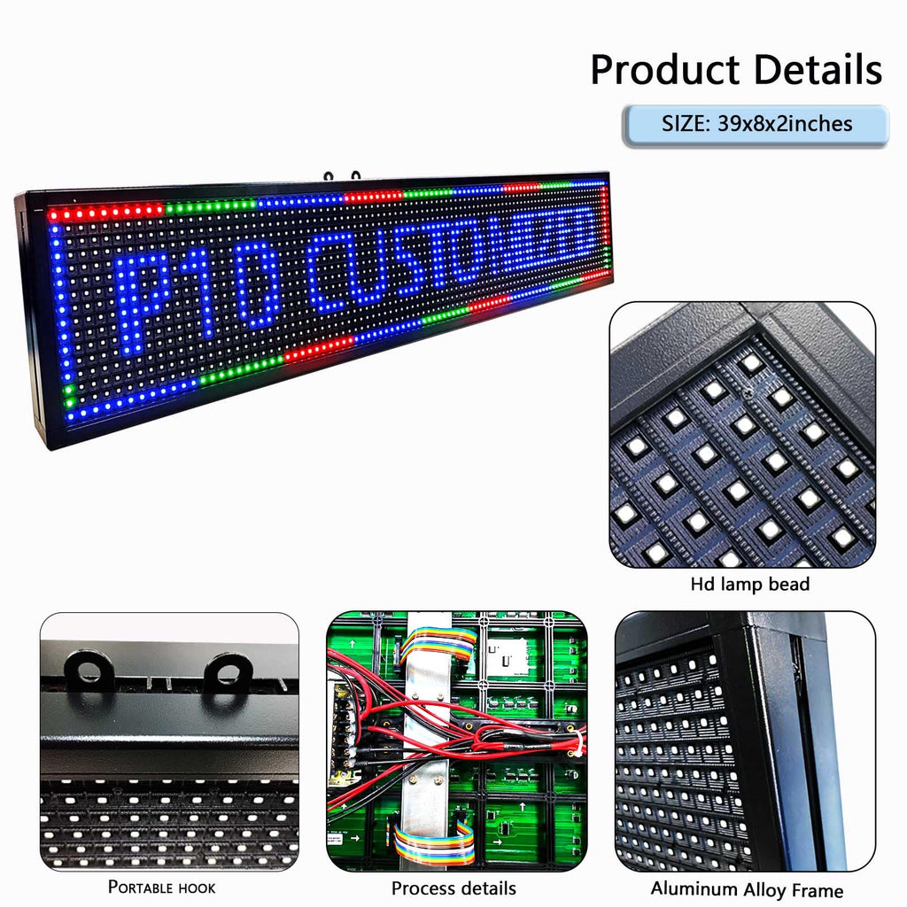 Led Sign Outdoor Programmable Scrolling Digital Open Neon P6 40''x17''