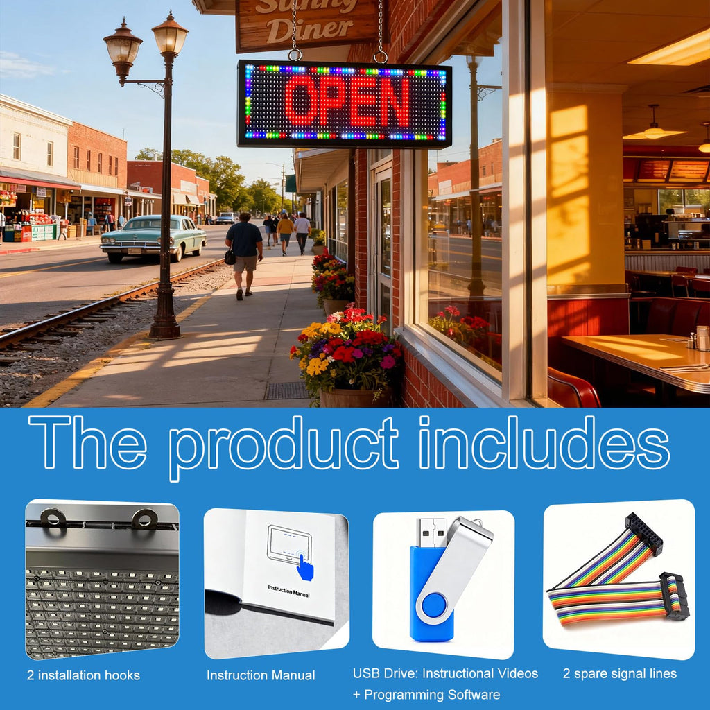 P6(40" * 17") Digital Programmable Scrolling Led Sign Scrolling Outdoor For Business message Board Display Screen Electronic Menu Board Wifi Control Word Light