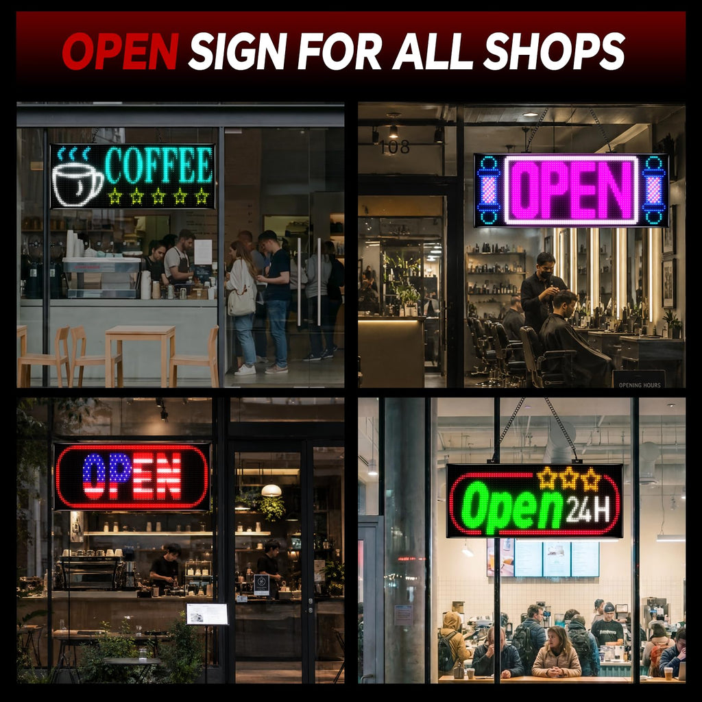Rayhome 58''x8'' Large Multiple Programmable LED Sign, Full Color Bright Scrolling LED Signs, Bluetooth APP Control Custom Text Pattern Animation digital Display for Store Hotel Bar