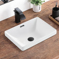 Bathroom Vessel Sink 16.7" X 12.6" Semi Recessed Bathroom Sink Rectangular Drop In Bathroom Sinks with Overflow White Ceramic Vessel Sinks for Bathroom Modern Above Counter Basin Vanity Sink